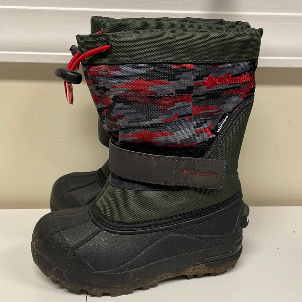 Columbia Kids Rain & Snow Boots - Green and Red